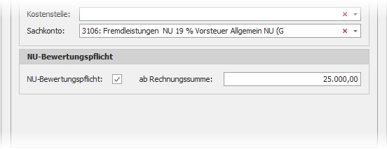 Detail "3. Lieferantendaten" mit Gruppe "NU-Bewertungspflicht"