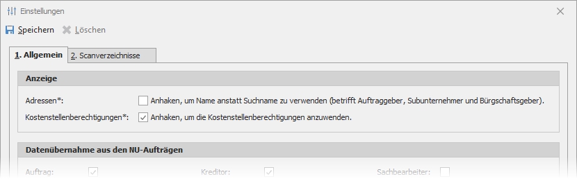 Einstellungen mit Gruppe "Anzeige" Einstellungen mit Gruppe "Anzeige"