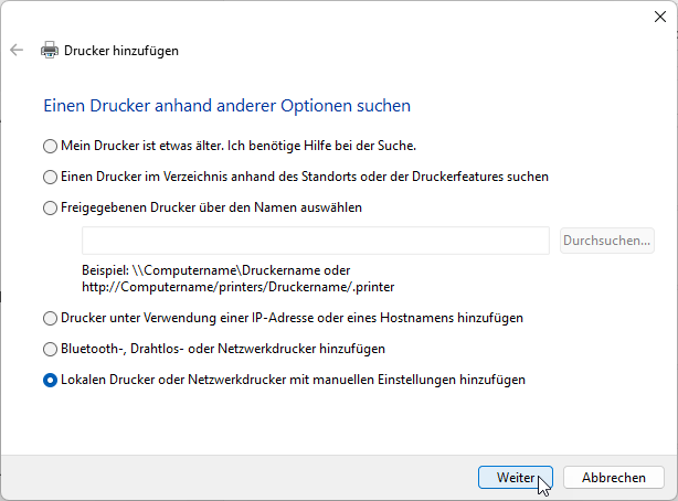 Ghostscript-Drucker-Installation-Druckeroption