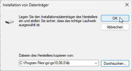Ghostscript-Drucker-Installation-Druckertreiber-Pfad-Bestaetigung