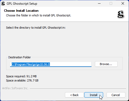 Ghostscript-Installation-Installationspfad