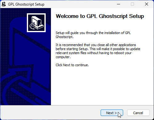 Ghostscript-Installation-Installationsstart