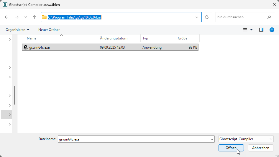 Ghostscript-PBS-Konfiguration-Compiler-Pfad