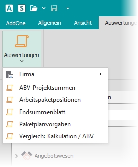 Submenü "Auswertungen"