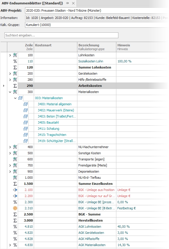 Hauptfenster "ABV-Endsummenblätter"