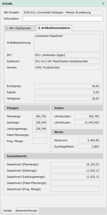 Detail "ABV-Objektpreise"