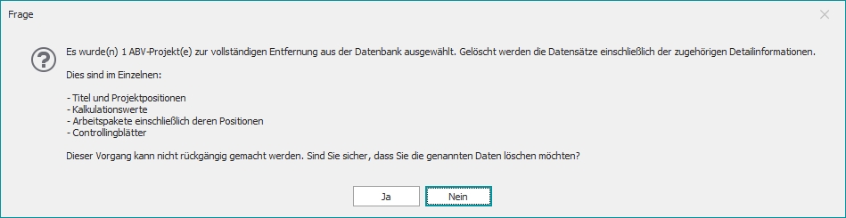Dialog "ABV-Projekte vollständig löschen"