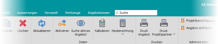 Multifunktionsleiste "Allgemein" mit Gruppe "Daten" Multifunktionsleiste "Allgemein" mit Gruppe "Daten"