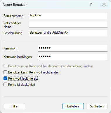 API_Installation_Einrichtung_Servicebenutzer_Eingabe