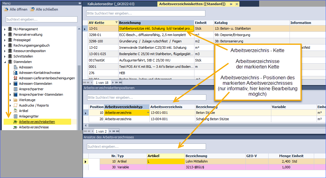Arbeitsverzeichnisketten