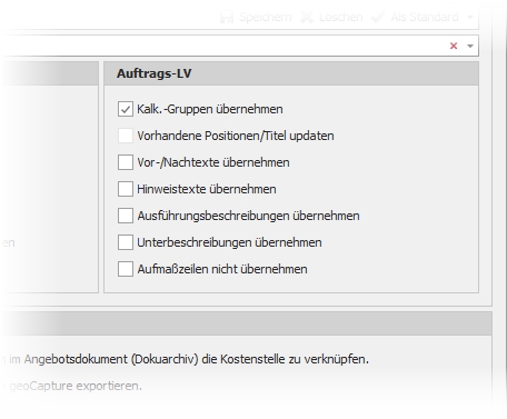 Dialog "Auftrag aus Angebot" mit Gruppe "Auftrags-LV"