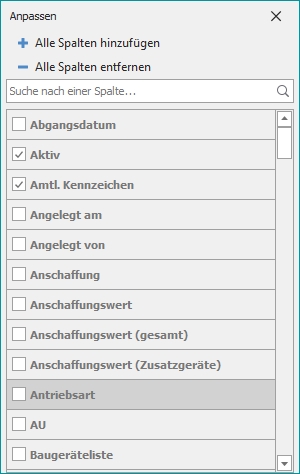 Dialog "Spaltenauswahl"