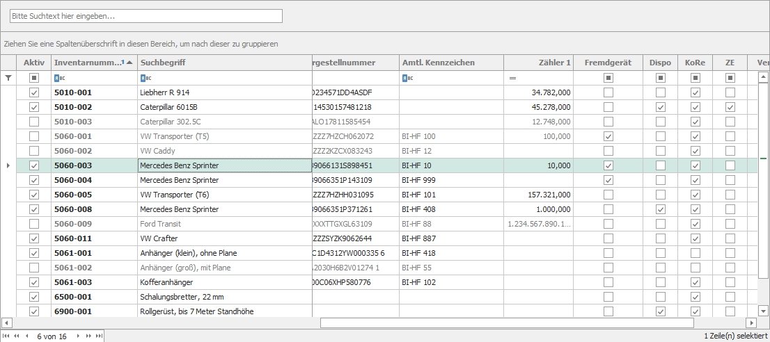 Tabelle mit links fixierten Spalten Tabelle mit links fixierten Spalten