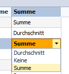 Abbildung 61: Gruppenwerte nun pro Spalte einstellbar