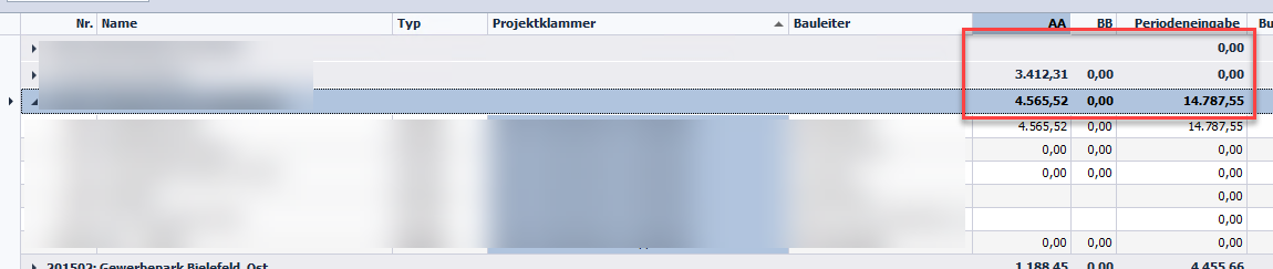 Abbildung 62: Summen oder Durchschnittswerte in den Gruppenzeilen