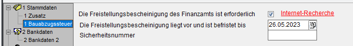 Abbildung 58: Infos zur Freistellungsbescheinigung in der Finanzbuchhaltung
