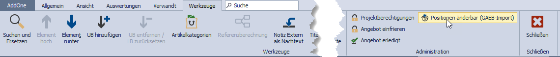 Abbildung 44: Schalter "Postionen änderbar (GAEB-Import)"