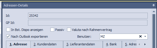 Abbildung 46: Neue Benutzerauswahl für Outlook-Export in Adressen-Details Abbildung 46: Neue Benutzerauswahl für Outlook-Export in Adressen-Details