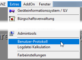 Abbildung 1: Benutzer-Protokoll im Menü Abbildung 1: Benutzer-Protokoll im Menü