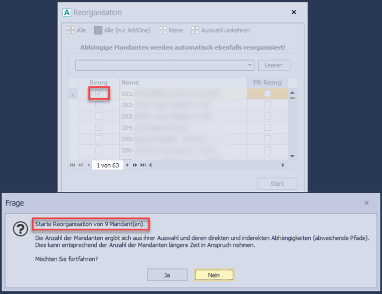 Abbildung 24: Sicherheitsabfrage für zusammenhängende Mandanten Abbildung 24: Sicherheitsabfrage für zusammenhängende Mandanten