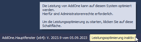 Hinweis auf inaktive Leistungsoptmierung Hinweis auf inaktive Leistungsoptmierung