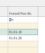 Abbildung 41: &nbsp;Zusätzliche Spalte "Fremd Pos. Nr."
