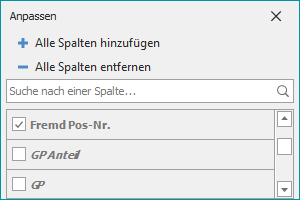 Abbildung 41: Spaltenauswahl "Fremd Pos-Nr."