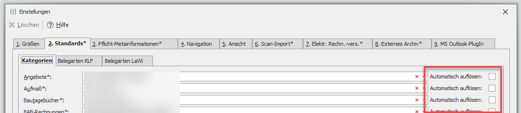 Abbildung 42: Option "Automatisch auflösen" standardmäßig nicht mehr aktiv