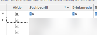 Abbildung 40: Feld "Aktiv" in der Liste Abbildung 40: Feld "Aktiv" in der Liste