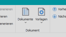 Button für die Vorlagen in der Ribbonleiste