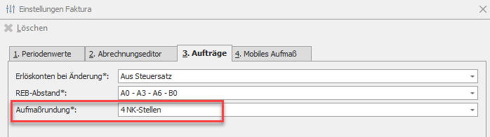 Neue Option "Aufmaßrundung"