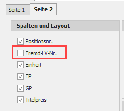 Option "Fremd-LV-Nr."
