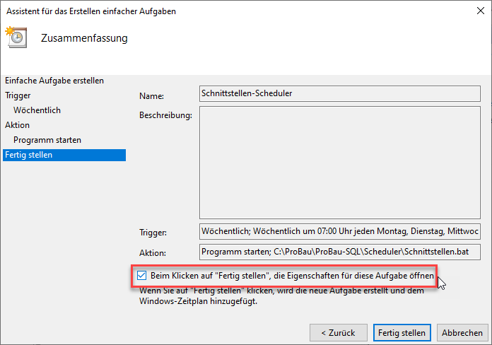 Fertigstellen der Aufgabe