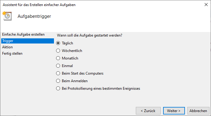 Grobes Festlegen des Auslösers Grobes Festlegen des Auslösers