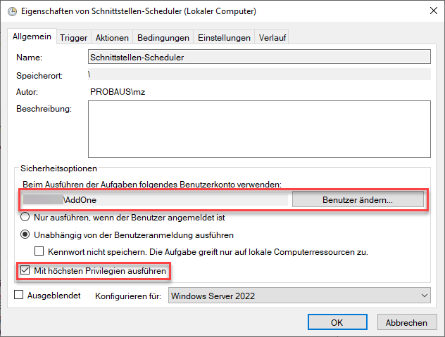 Einstellung des Benutzerkontextes Einstellung des Benutzerkontextes