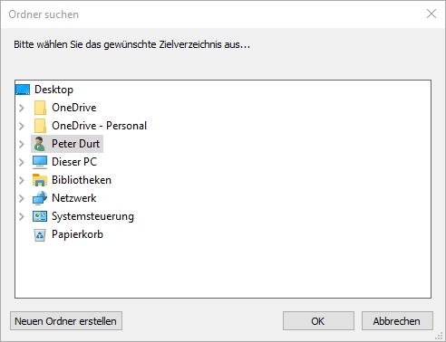 Dialog "Ordner suchen"