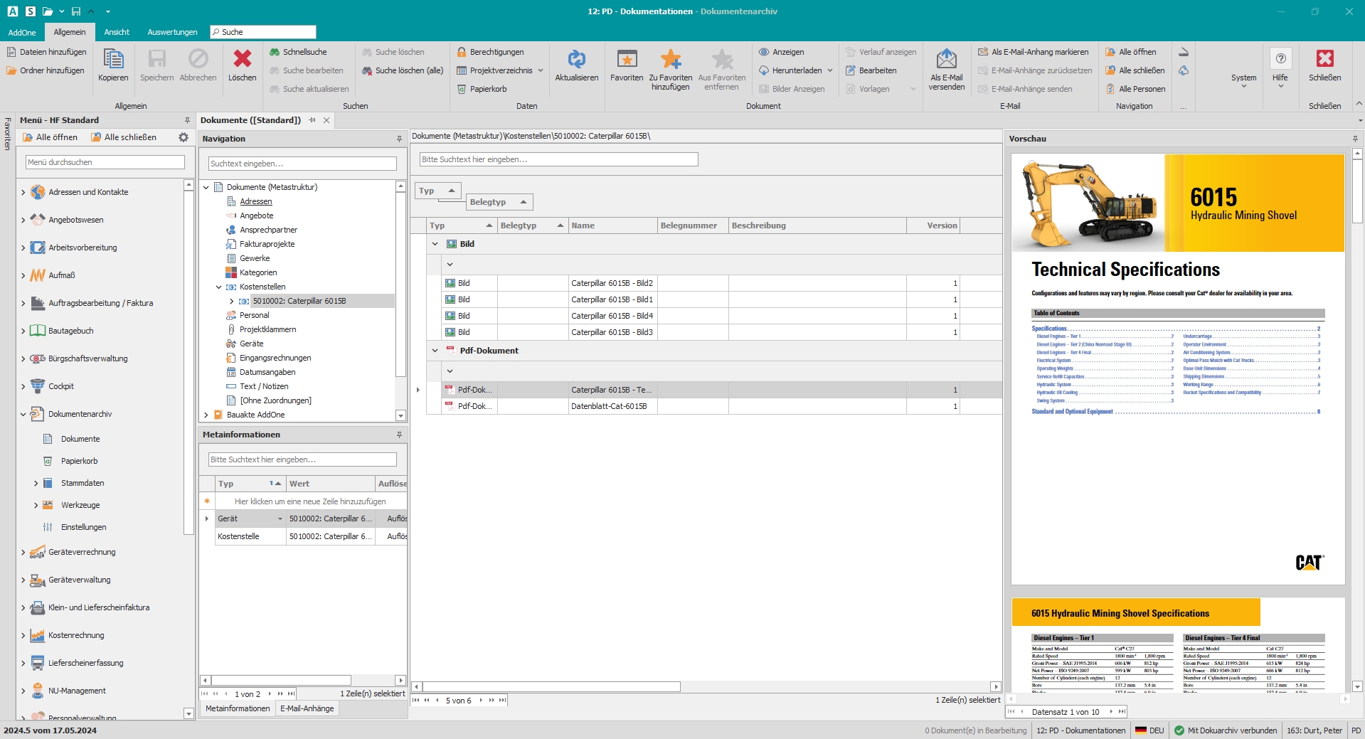 Hauptfenster "Dokumente"