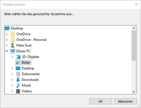 Dialog "Ordner auswählen"
