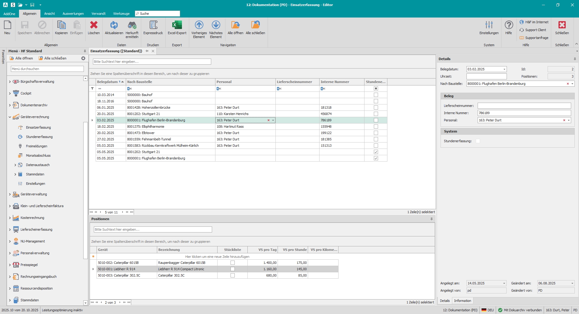 Hauptfenster "Einsatzerfassung" Hauptfenster "Einsatzerfassung"