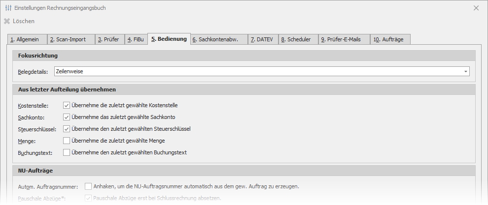 Einstellung "5. Bedienung" mit Gruppe "Aus letzter Aufteilung übernehmen" Einstellung "5. Bedienung" mit Gruppe "Aus letzter Aufteilung übernehmen"