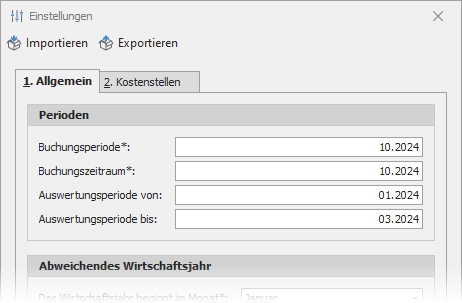 Einstellungen mit Gruppe "Perioden"