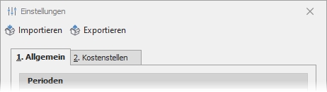 Einstellungen "Kostenrechnung" mit Werkzeugen