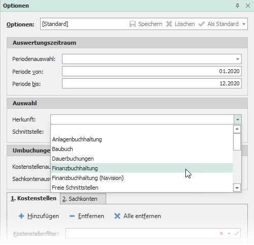 Optionen mit Gruppe "Auswahl"