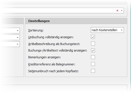 Einzelnachweis mit Gruppe "Einstellungen"