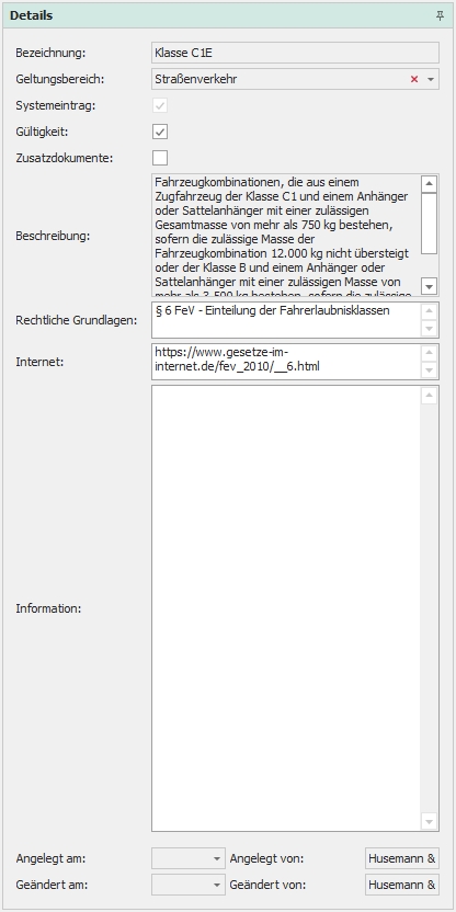 Detail "Führerscheine" Detail "Führerscheine"