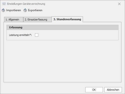 Einstellungen mit Gruppe "Erfassung"