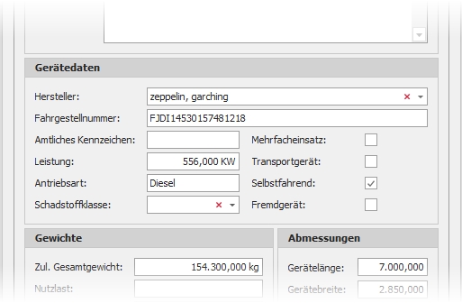 Detail "1. Allgemein" mit Gruppe "Gerätedaten"
