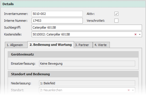 Detail "2. Bedienung und Wartung" mit Gruppe "Geräteeinsatz"