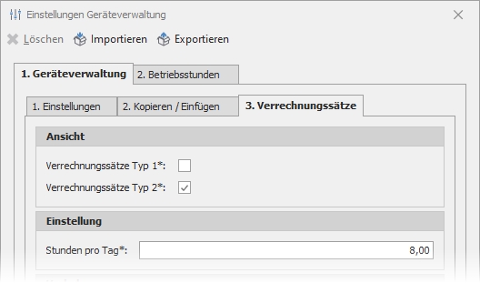 Einstellungen mit Gruppe "Ansicht"