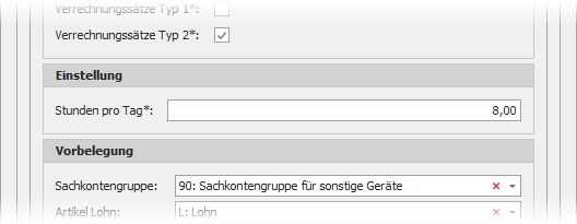 Einstellungen mit Gruppe "Einstellung"